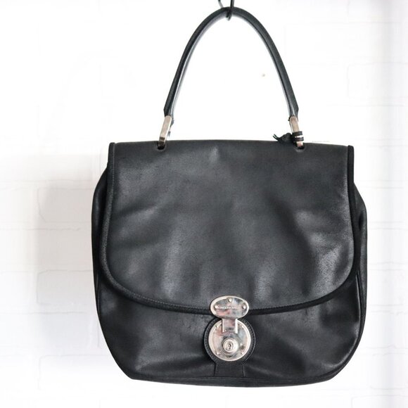 Balenciaga Womens Unisex Black Saddle Bag Suede Leather Top Handle Locking Purse - Picture 8 of 8